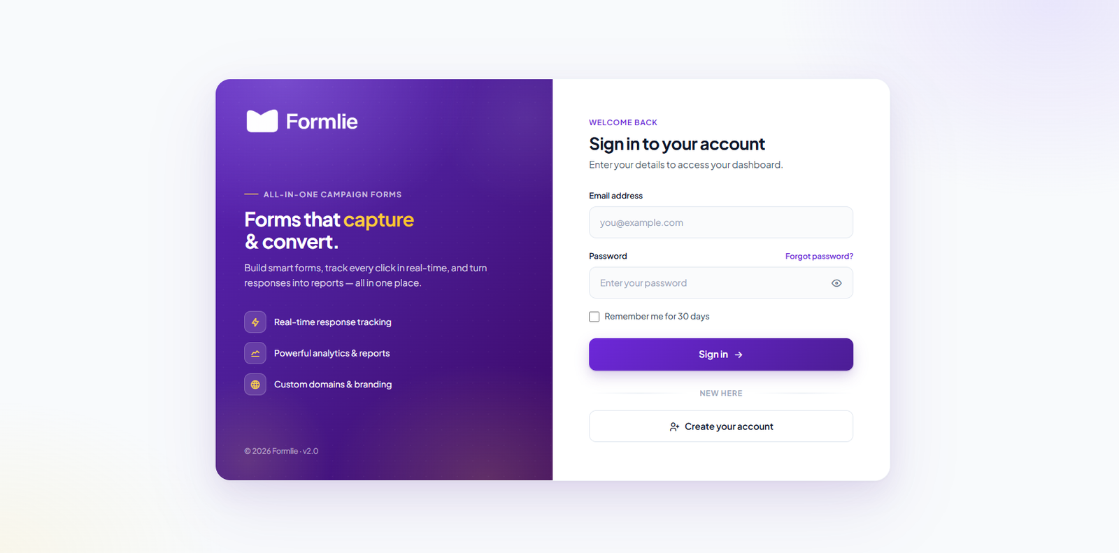 Formlie dashboard preview